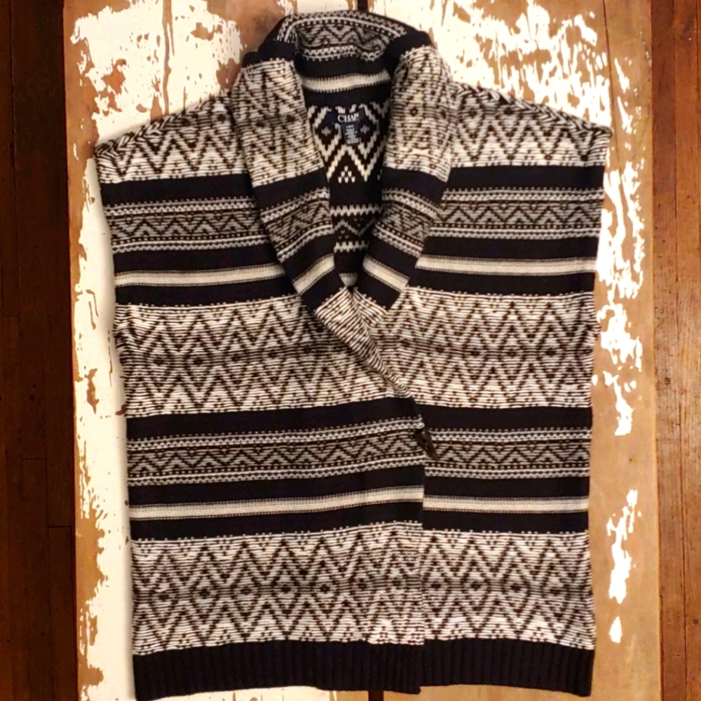 Chaps Inside Out Diamond Knit Toggle Sweater Vest - Picture 6 of 16